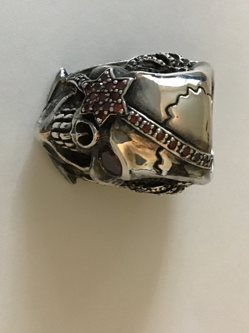 Pirate GARNET mans ring .925